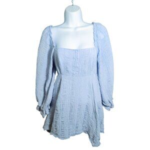 January & May Seersucker Smocked Milkmaid Swing Top S Periwinkle Renaissance